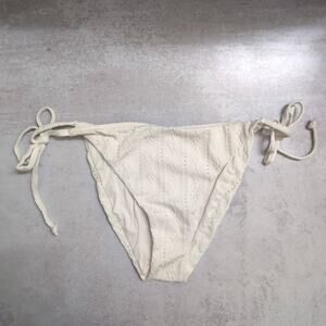 NWT Andie String Bikini Bottom Coconut Side Ties Textured Embroidered XL